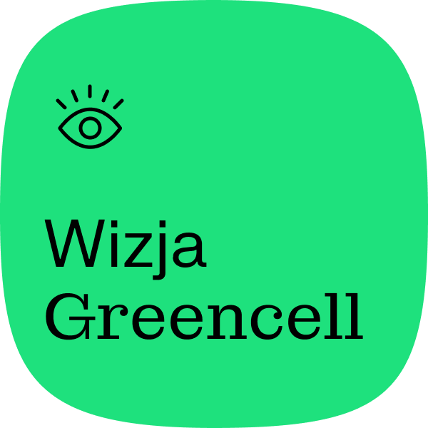 Obraz typu blob z napisem: Wizja GreenCell