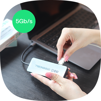 Kuva, joka esittää latausnopeuden 5Gb/s