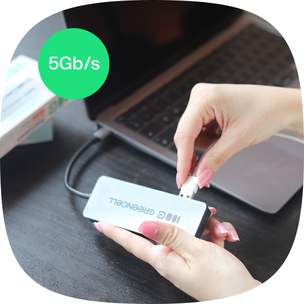 Image indiquant la possibilit&eacute; de transfert de donn&eacute;es &agrave; une vitesse de 5GB/s