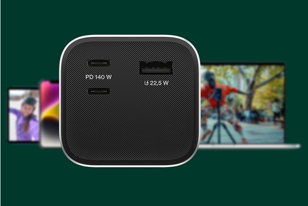 Zdjęcie pokazujące dostępne porty ładowania PowerPlay Ultra 140 W